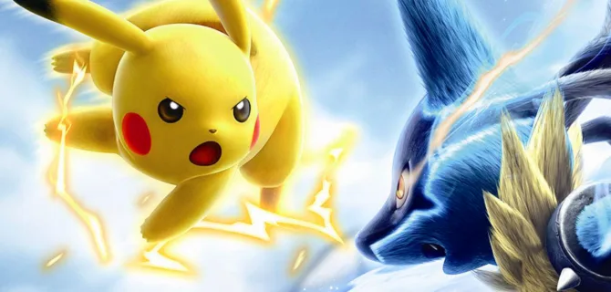Pikachu y Lucario frente a frente antes de atacar