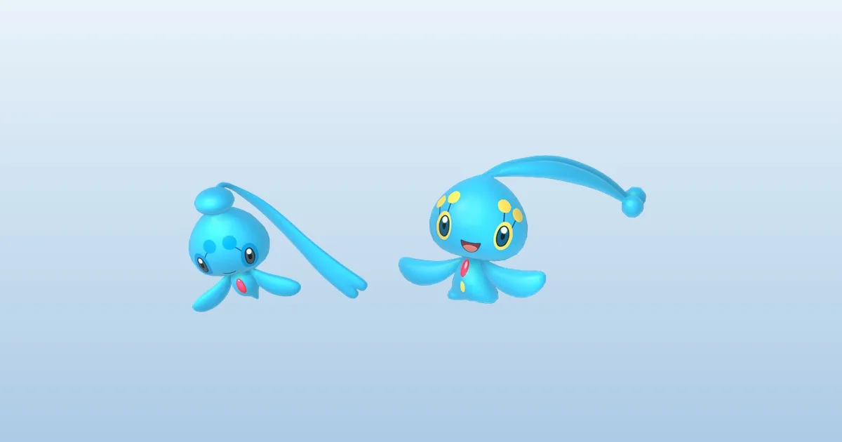 Manaphy en Pokémon Pokopia: dónde está y qué te pide - Imagen 1 Manaphy y Phione, los dos Pokémon de agua de la Cuenca Coralina en Pokémon Pokopia