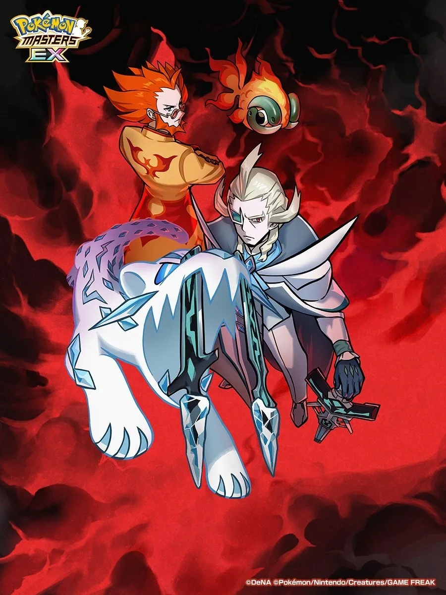 Arte oficial de Lysson con Chi-Yu y Ghechis con Chien-Pao en Pokemon Masters EX
