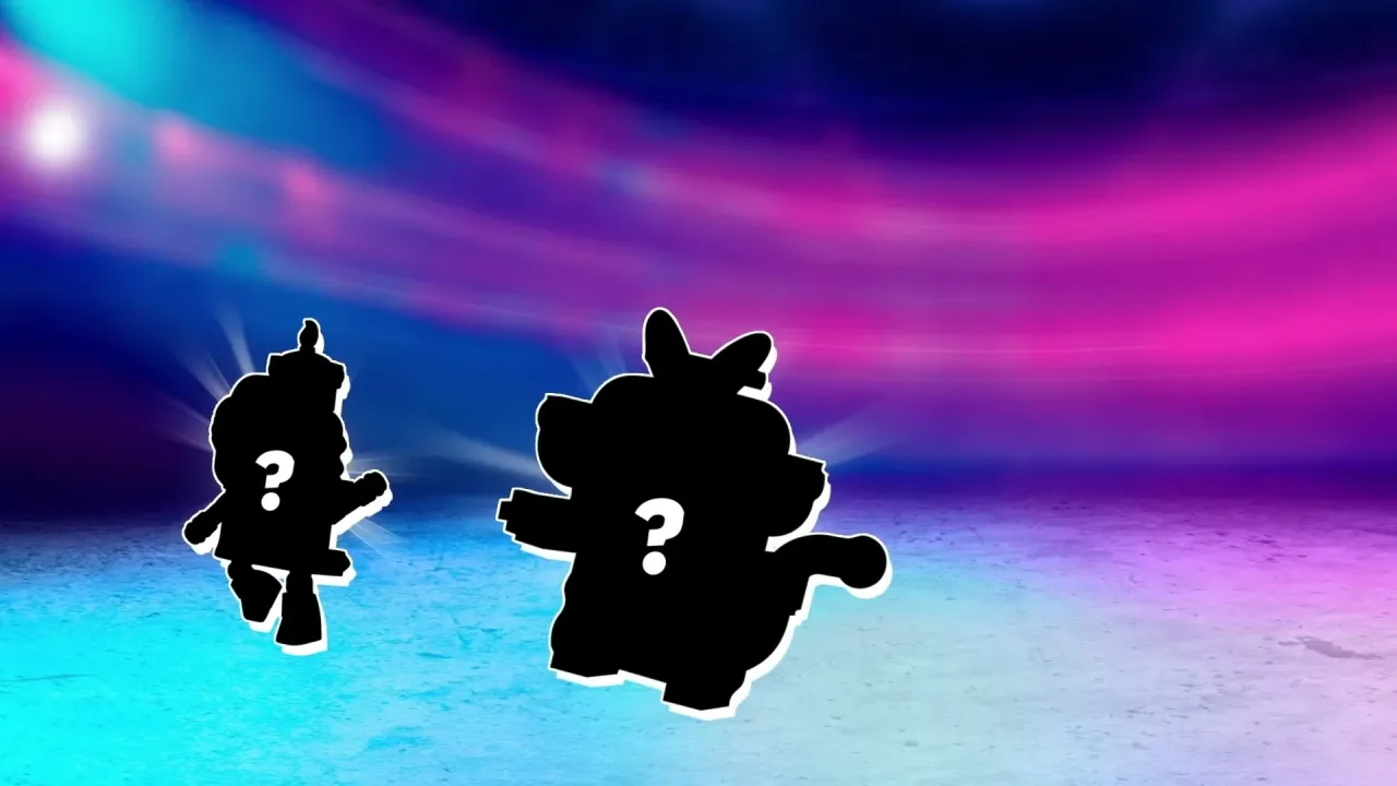 LEGO Pokémon confirma nuevos sets para 2027 y deja 5 pistas - Imagen 1 Primer plano del teaser de LEGO Pokemon con dos siluetas sin identificar sobre fondo morado y azul