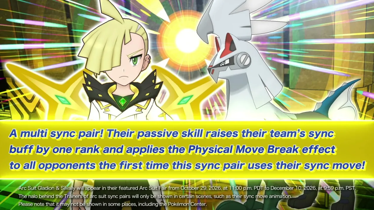 Masters EX: Gladio y Tilo llegan con sus Trajes de Arco - Imagen 1 Gladio con Traje de Arco y Silvally en el tráiler de Pokémon Masters EX