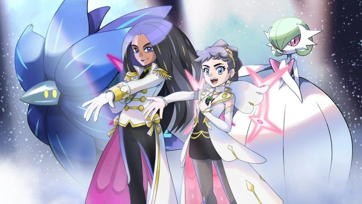 Pokémon Masters EX: Sagita y Dianta con Trajes de Arco - Portada oficial