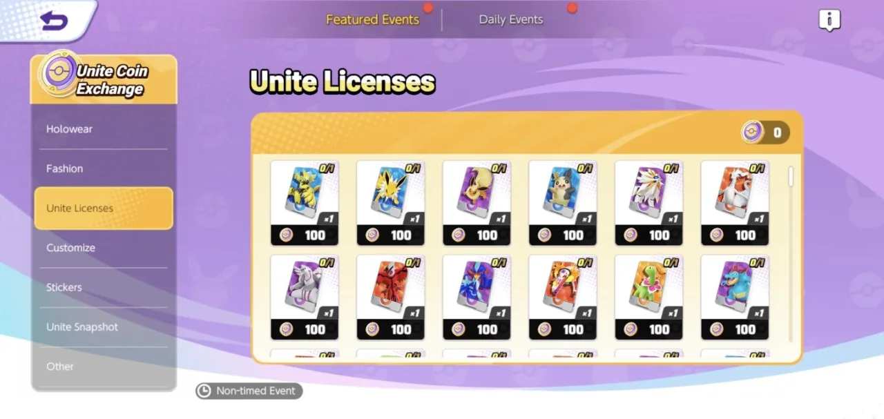 Pokémon Unite cerrará el 23 de marzo: fechas y reembolso - Imagen 1 Intercambio de monedas Unite del evento de cierre de Pokémon Unite con licencias de Zeraora, Jolteon, Eevee, Morpeko y Solgaleo a 100 monedas cada una