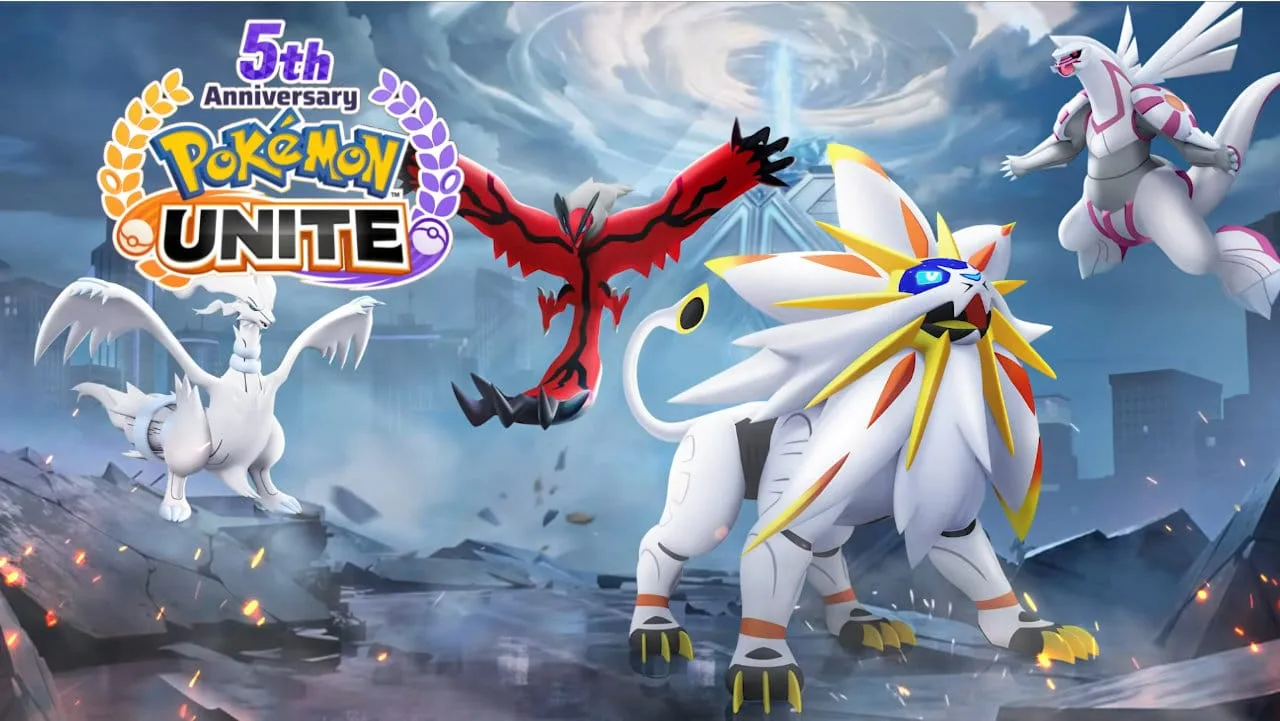 Quinto Aniversario Pokémon UNITE: ¡Reclama Regalos Gratis y Descubre Nuevos Pokémon! - Portada oficial