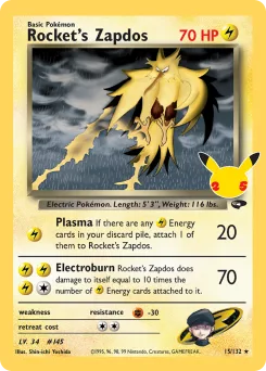 Carta Rocket's Zapdos (Celebraciones)