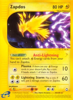 Carta Zapdos (Aquapolis)