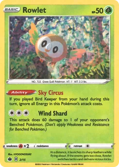 Carta Rowlet (Colección de McDonald's 2022)