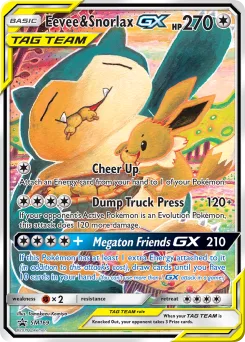 Carta Eevee y Snorlax GX (SL Cartas de promoción)