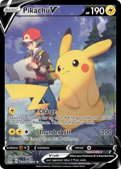 Carta Pikachu V (Origen Perdido Galería de Entrenador)
