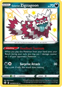 Carta Zigzagoon de Galar (Destinos Brillantes Tesoro Brillante)