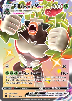 Carta Rillaboom VMAX (Destinos Brillantes Tesoro Brillante)