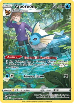 Carta Vaporeon (Astros Brillantes Galería de Entrenador)