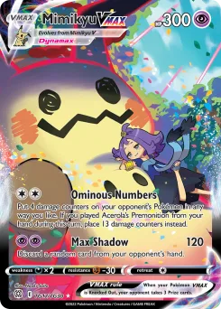 Carta Mimikyu VMAX (Astros Brillantes Galería de Entrenador)
