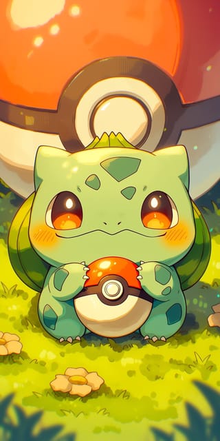 Bulbasaur Chibi con Poké Ball