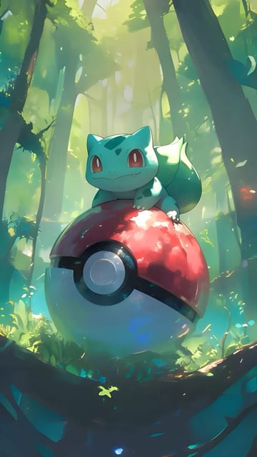 Bulbasaur sobre la Poké Ball
