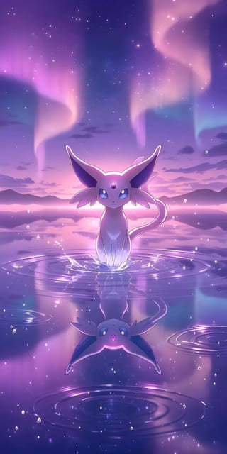 Espeon bajo la Aurora
